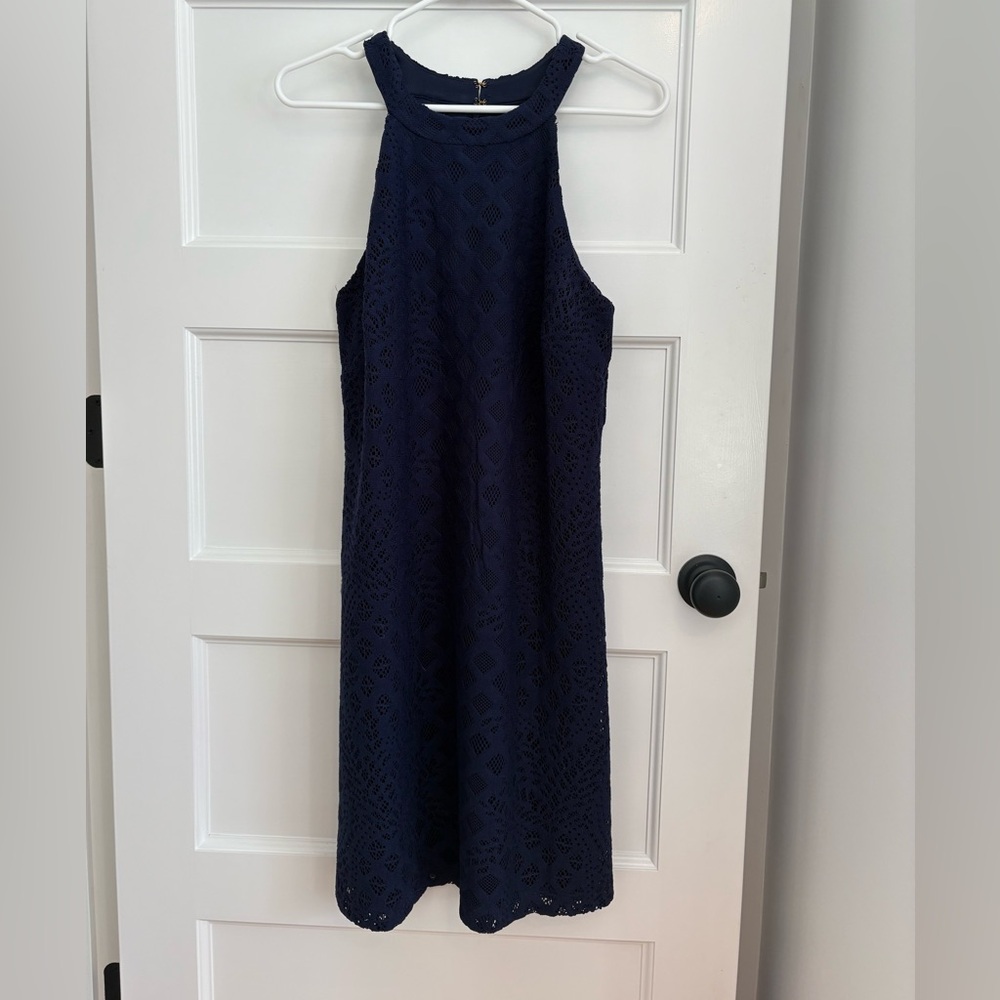 Lilly Pulitzer Navy Eyelet Cocktail Dress Medium